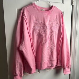 Main Strip Pink Bow Detail Sweater